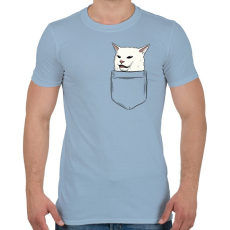 PRINTFASHION Macska a zsebben - Smudge - Férfi póló - Világoskék