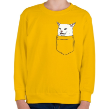 PRINTFASHION Macska a zsebben - Smudge - Gyerek pulóver - Sárga gyerek pulóver, kardigán