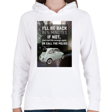 PRINTFASHION Macska az autóban - Női kapucnis pulóver - Fehér női pulóver, kardigán