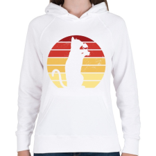 PRINTFASHION Macska borral - Női kapucnis pulóver - Fehér női pulóver, kardigán