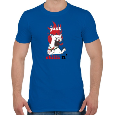 PRINTFASHION Macska csilit eszik Cat Just ChilliN - Férfi póló - Királykék