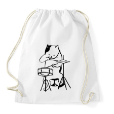 PRINTFASHION Macska dobol - Sportzsák, Tornazsák - Fehér tornazsák