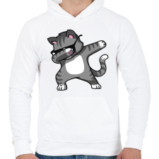 PRINTFASHION Macska dub tánc - Férfi kapucnis pulóver - Fehér férfi pulóver, kardigán