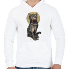 PRINTFASHION Macska-egér - Férfi kapucnis pulóver - Fehér férfi pulóver, kardigán