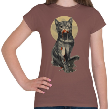 PRINTFASHION Macska-egér - Női póló - Mogyoróbarna női póló