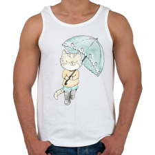 PRINTFASHION Macska egeres ernyővel - Férfi atléta - Fehér atléta, trikó