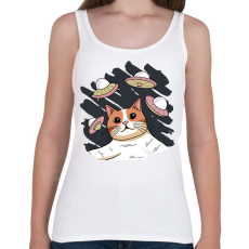 PRINTFASHION Macska és az ufok - Női atléta - Fehér