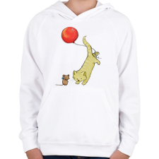 PRINTFASHION Macska és egér - Gyerek kapucnis pulóver - Fehér gyerek pulóver, kardigán