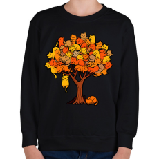 PRINTFASHION Macska fa - Gyerek pulóver - Fekete
