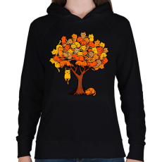 PRINTFASHION Macska fa - Női kapucnis pulóver - Fekete