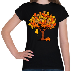 PRINTFASHION Macska fa - Női póló - Fekete