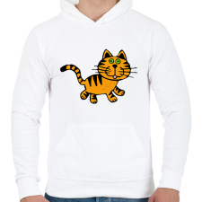 PRINTFASHION Macska - Férfi kapucnis pulóver - Fehér férfi pulóver, kardigán