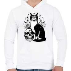 PRINTFASHION Macska - Férfi kapucnis pulóver - Fehér