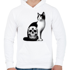 PRINTFASHION Macska - Férfi kapucnis pulóver - Fehér férfi pulóver, kardigán