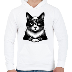 PRINTFASHION Macska  - Férfi kapucnis pulóver - Fehér