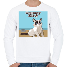 PRINTFASHION Macska - Férfi pulóver - Fehér férfi pulóver, kardigán