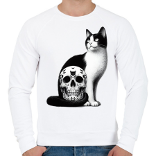 PRINTFASHION Macska - Férfi pulóver - Fehér férfi pulóver, kardigán