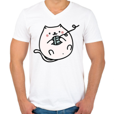 PRINTFASHION Macska - Férfi V-nyakú póló - Fehér férfi póló