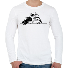 PRINTFASHION Macska fotózik  - Férfi hosszú ujjú póló - Fehér férfi póló