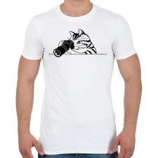 PRINTFASHION Macska fotózik  - Férfi póló - Fehér férfi póló