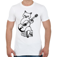 PRINTFASHION Macska gitározik - Férfi póló - Fehér