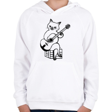 PRINTFASHION Macska gitározik - Gyerek kapucnis pulóver - Fehér gyerek pulóver, kardigán