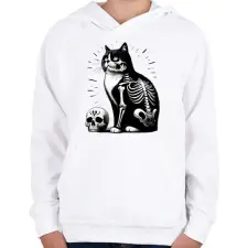 PRINTFASHION Macska  - Gyerek kapucnis pulóver - Fehér gyerek pulóver, kardigán