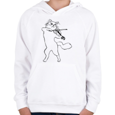 PRINTFASHION Macska hegedűl - Gyerek kapucnis pulóver - Fehér