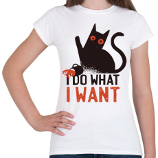 PRINTFASHION Macska I do what I want - Női póló - Fehér