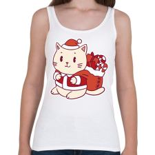 PRINTFASHION Macska mikulás - Női atléta - Fehér női trikó