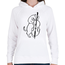 PRINTFASHION Macska nagybőgőzik - Női kapucnis pulóver - Fehér női pulóver, kardigán