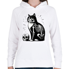 PRINTFASHION Macska  - Női kapucnis pulóver - Fehér női pulóver, kardigán