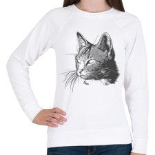 PRINTFASHION Macska - Női pulóver - Fehér női pulóver, kardigán