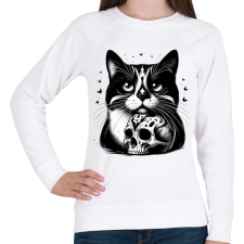 PRINTFASHION Macska  - Női pulóver - Fehér női pulóver, kardigán