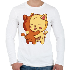 PRINTFASHION Macska ölelés - Férfi hosszú ujjú póló - Fehér férfi póló