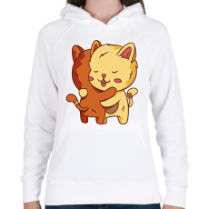 PRINTFASHION Macska ölelés - Női kapucnis pulóver - Fehér