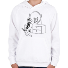 PRINTFASHION Macska szépítkezik - Gyerek kapucnis pulóver - Fehér