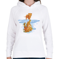 PRINTFASHION Macska-tigris - Női kapucnis pulóver - Fehér