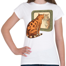 PRINTFASHION Macska tükörben - Női póló - Fehér női póló