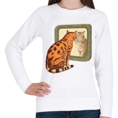 PRINTFASHION Macska tükörben - Női pulóver - Fehér