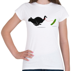 PRINTFASHION Macska vs Uborka - Női póló - Fehér