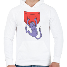 PRINTFASHION Macska zseb - Férfi kapucnis pulóver - Fehér férfi pulóver, kardigán