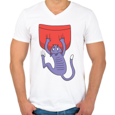 PRINTFASHION Macska zseb - Férfi V-nyakú póló - Fehér