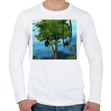 PRINTFASHION macskák - Férfi hosszú ujjú póló - Fehér férfi póló