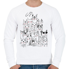 PRINTFASHION macskák - Férfi pulóver - Fehér