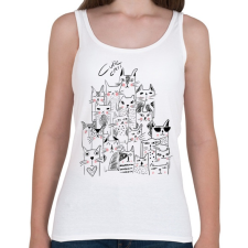 PRINTFASHION macskák - Női atléta - Fehér női trikó