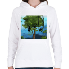 PRINTFASHION macskák - Női kapucnis pulóver - Fehér női pulóver, kardigán