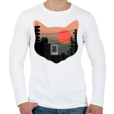 PRINTFASHION Macskák városa - Férfi hosszú ujjú póló - Fehér