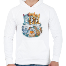 PRINTFASHION Macskák vs. vadmacskák - Férfi kapucnis pulóver - Fehér