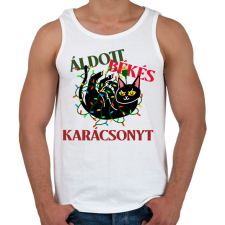 PRINTFASHION MACSKÁS KARÁCSONY - Férfi atléta - Fehér atléta, trikó